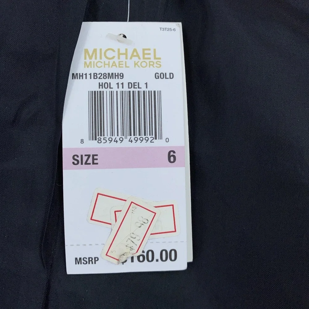 Michael Kors Silk‎ Blend Blazer Jacket Womens 6 Gold Metallic Full Zip Epaulet